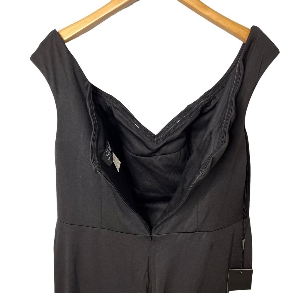 La Femme Off The Shoulder Jersey Fit & Flare Gown Prom Dress Size 14W Black - Picture 7 of 12